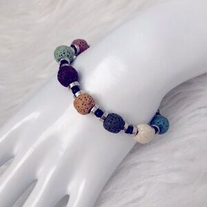 Volcanic Lava rock multicolored bracelet